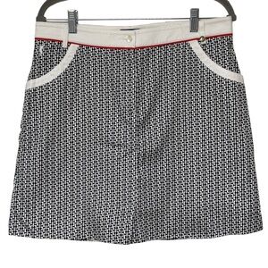 {GOLFINO} Golf Chain Link Print Red Trim Mini Skirt Skort